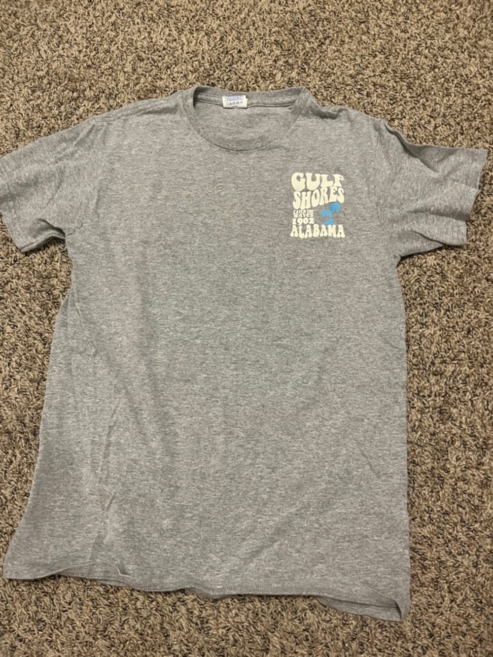 Delta Gray Gulf Shores Alabama Short Sleeve Tee with Blue Accent